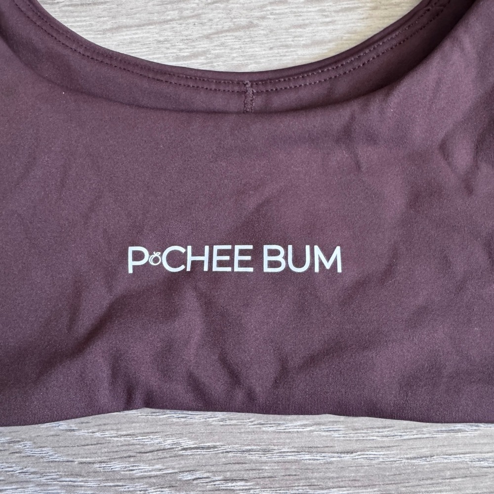 Pchee Bum Womens Brown Scoop Neck Sports Bra Size 12/L Activewear Top - Picture 4 of 5